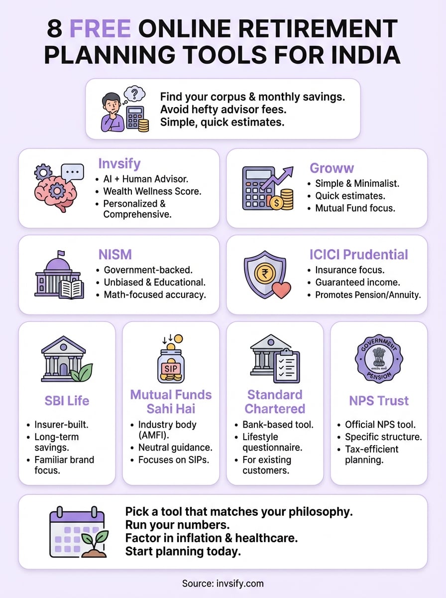 online retirement planning tools infographic