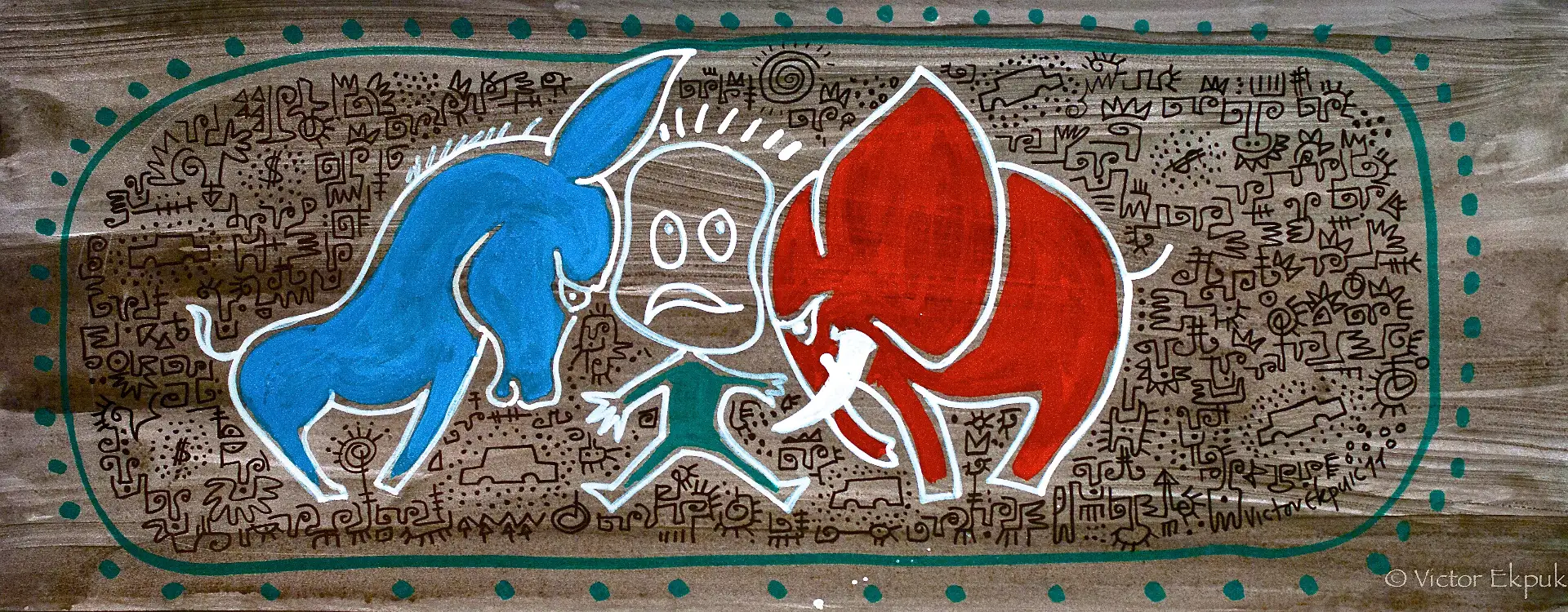 ART ON THE ART BUS deviates somewhat from his formal work, in that he applied contemporary and familiar symbols to express the humorous side of our social and personal issues that bus passengers might recognize. Arlington county bus service 