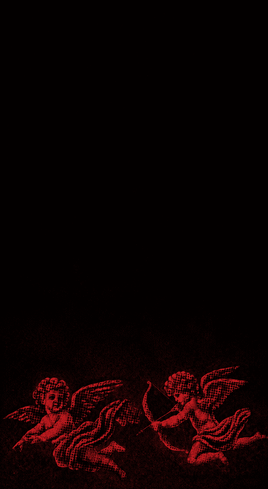 Pixelated halftone Cupid figures