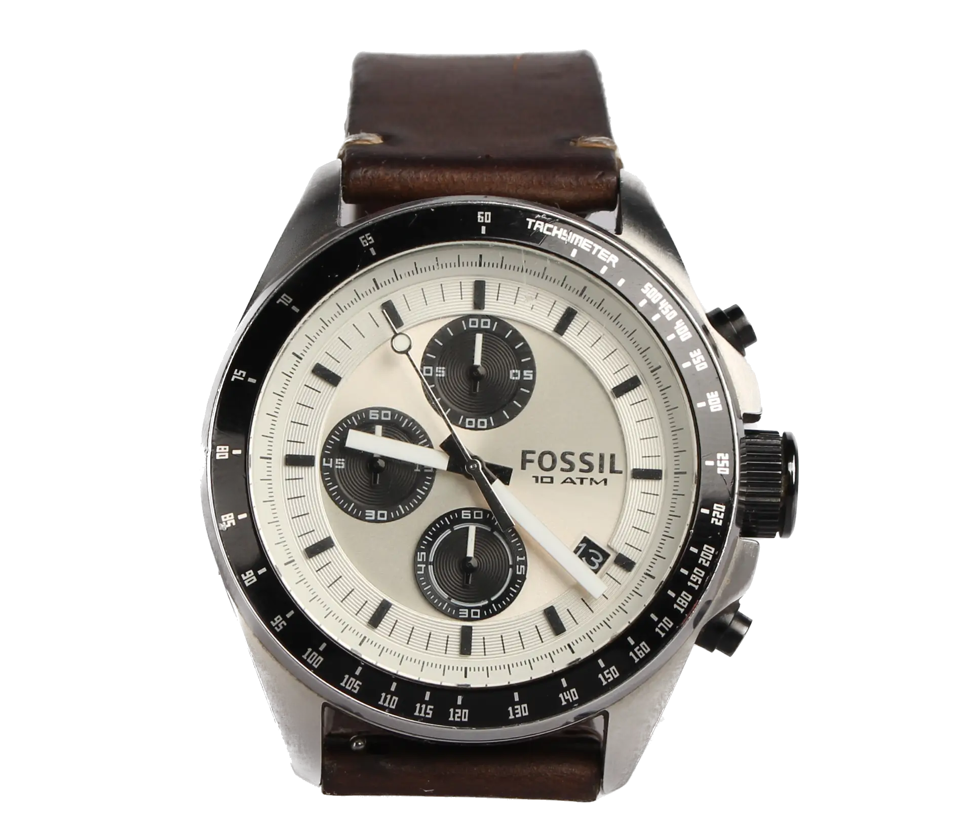 classic watch with a brown leather band