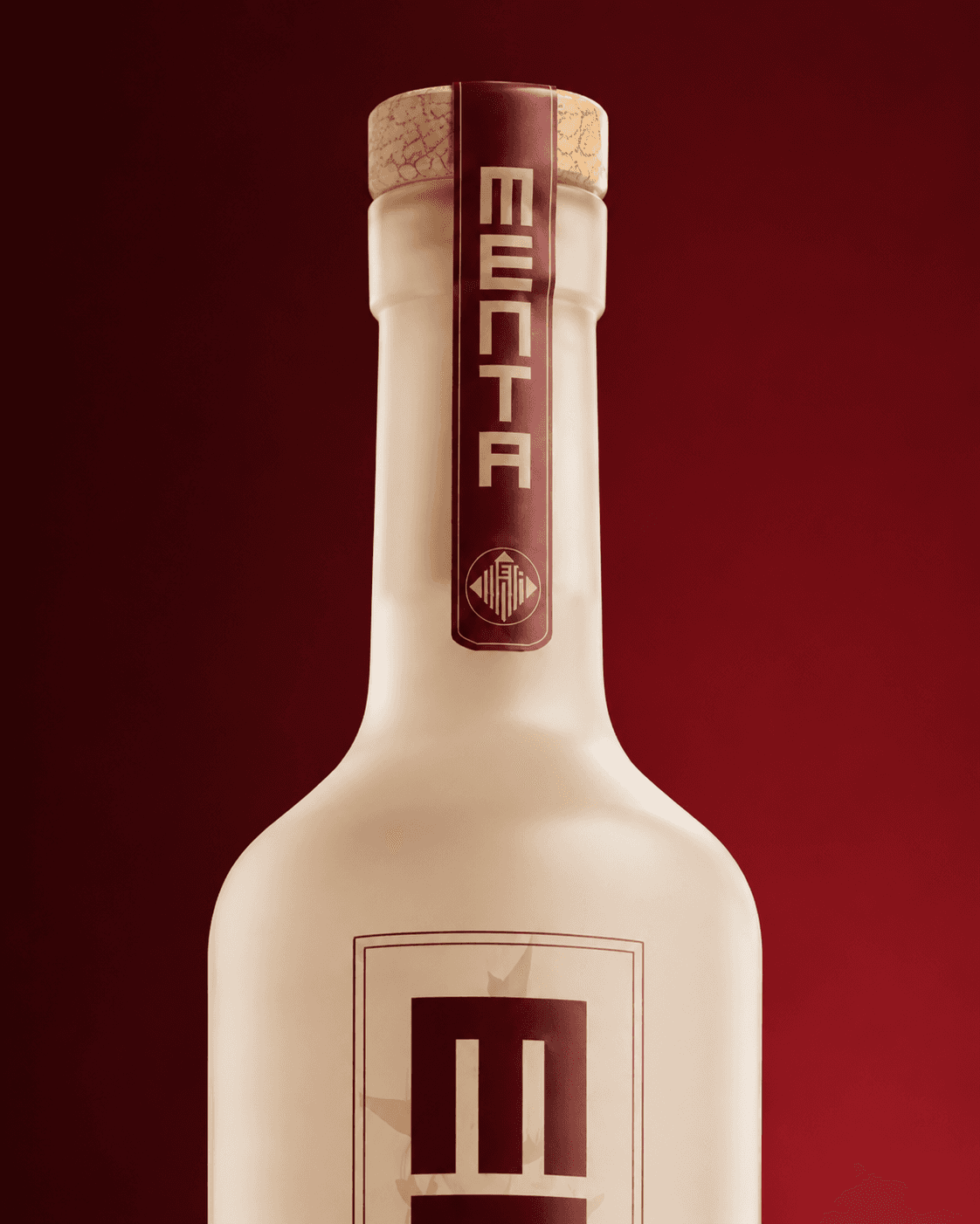 Bottle with "MENTA" label