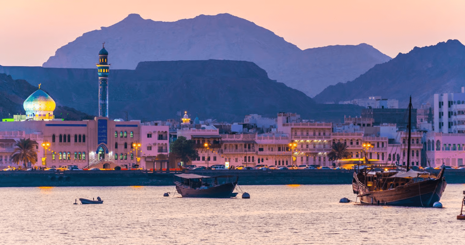 This image shows the Mutrah Corniche in Muscat, Oman