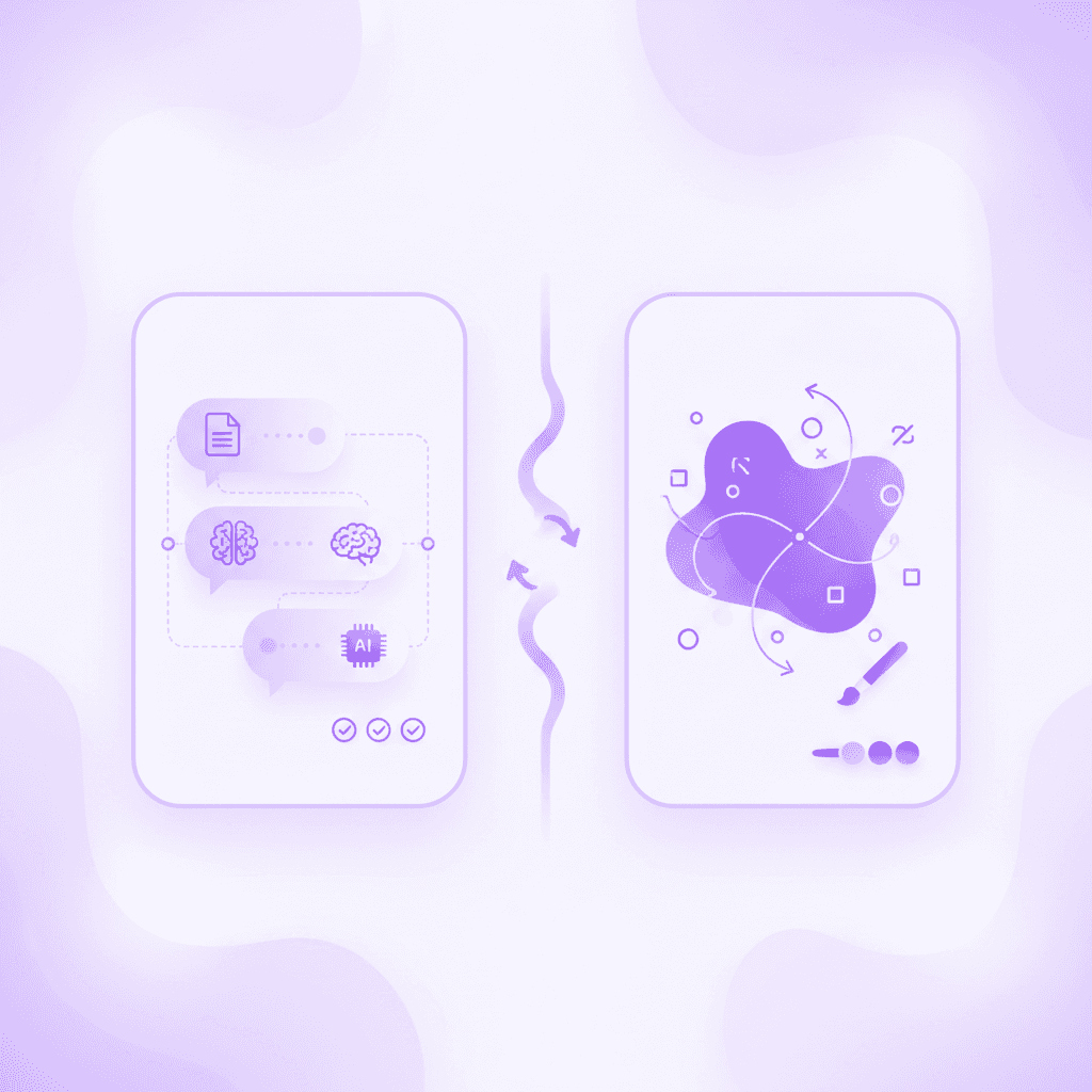 Comparison of generic AI text output versus an interactive AI tutoring canvas