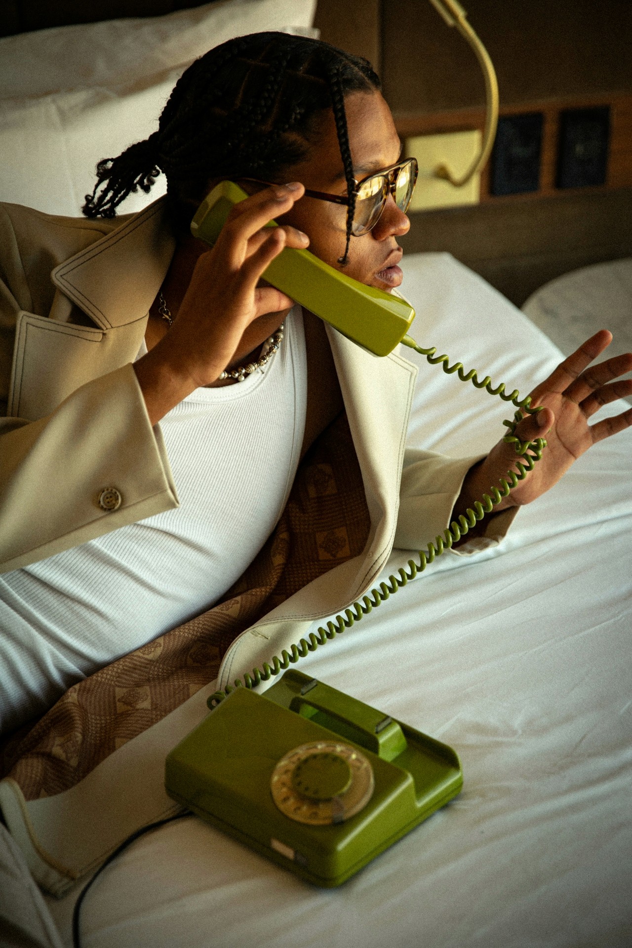 Talking on telephone 