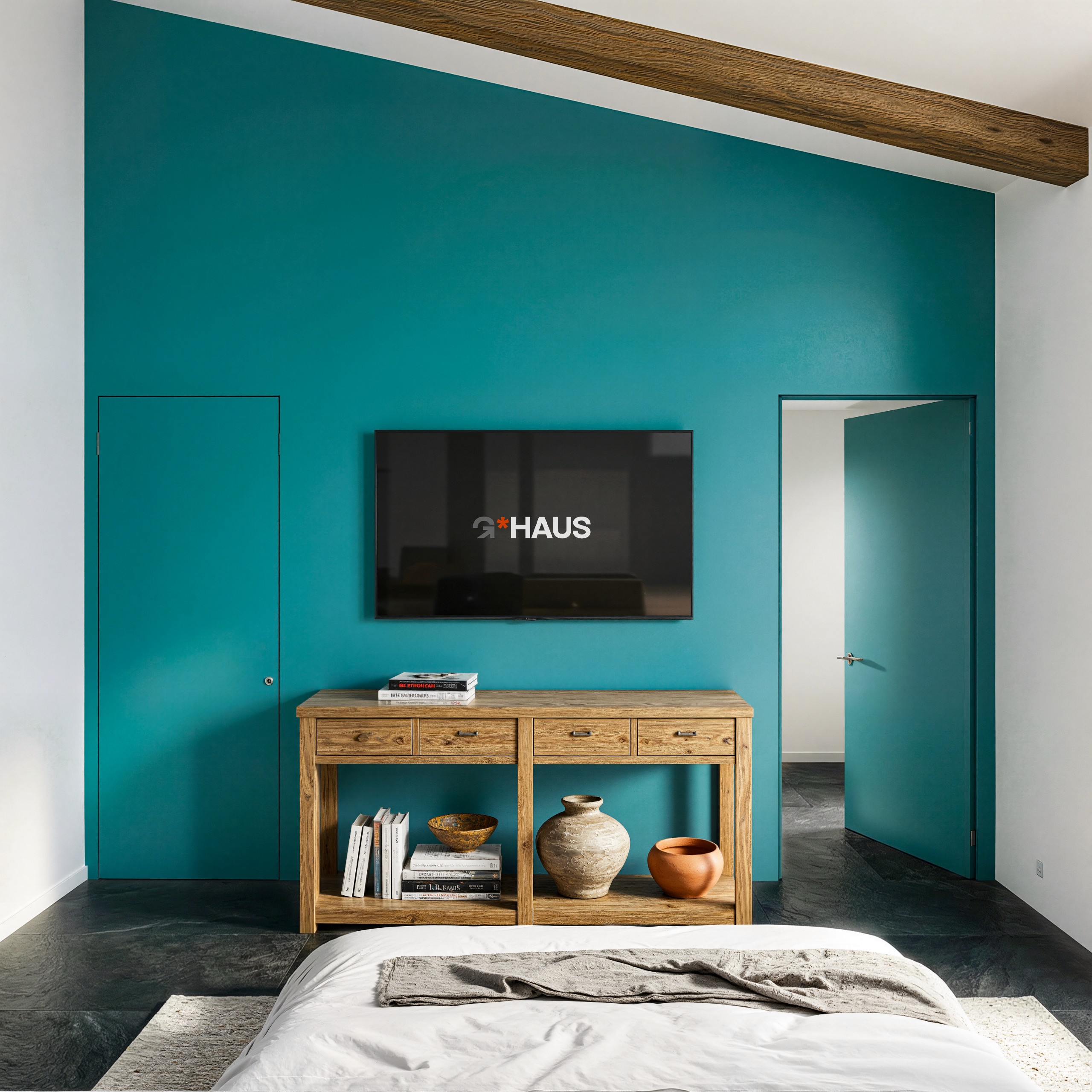 Close-up of a dark green leaf showing its textured surface and central vein against a muted background.