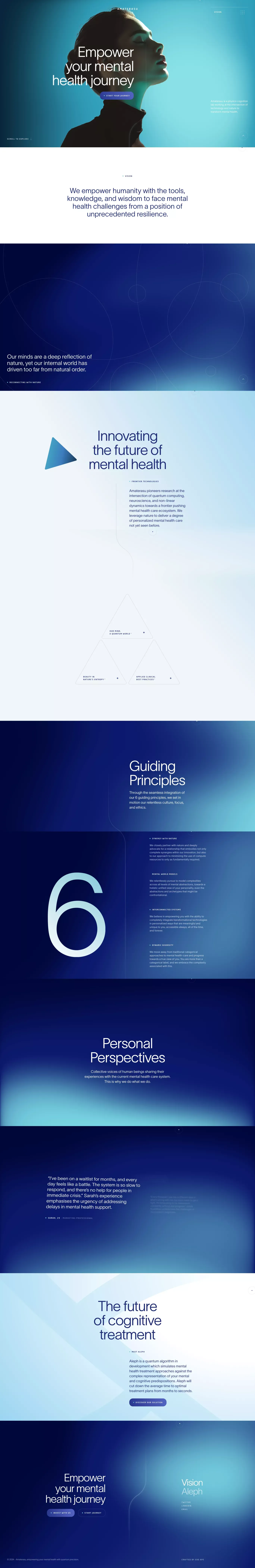 Amaterasu - Empower your mental health j landing page screenshot showcasing Health & Fitness and Medical design