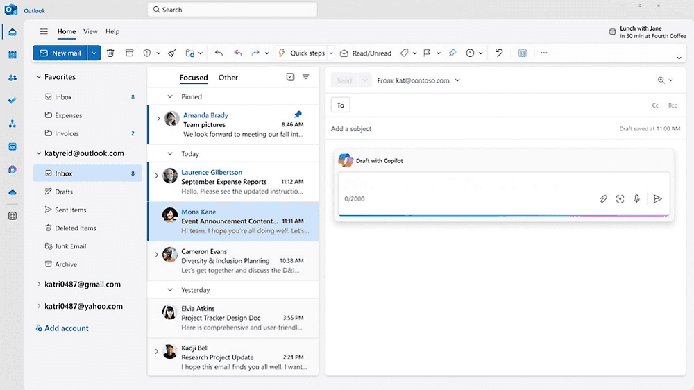 Interface of Microsoft Outlook