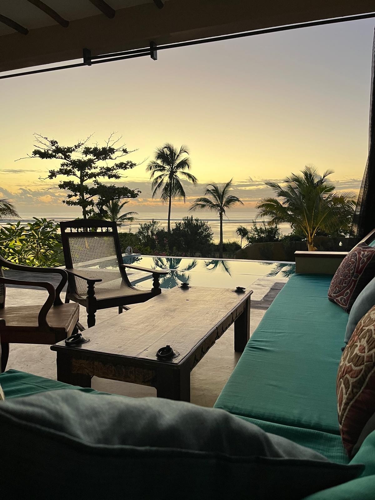 Private plunge pool and covered lounge terrace at one of the Mzima House villas