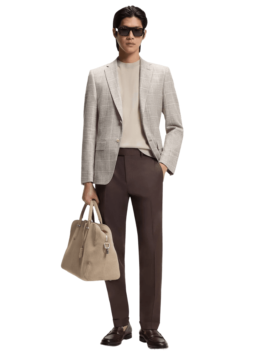 Checked slim-fit jacket in a cotton blend