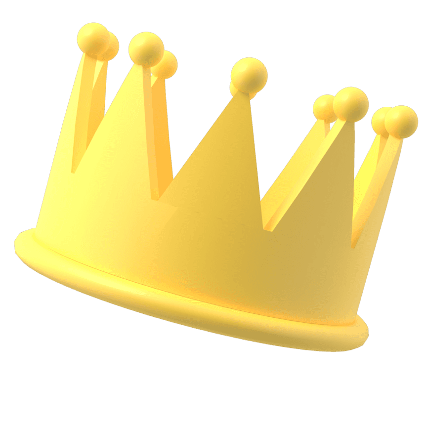 A simple gold crown with pointed edges, typically associated with royalty or achievement.