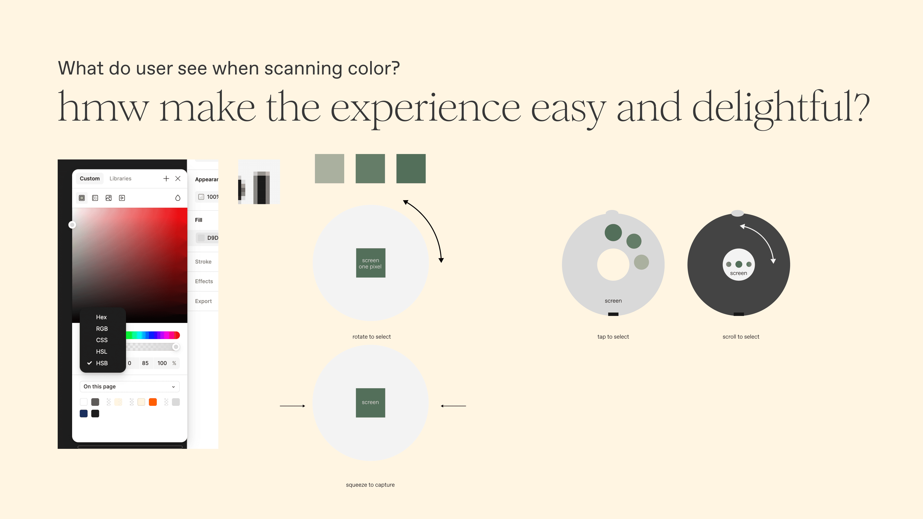 Rotate, tap, scroll and squeeze explorations