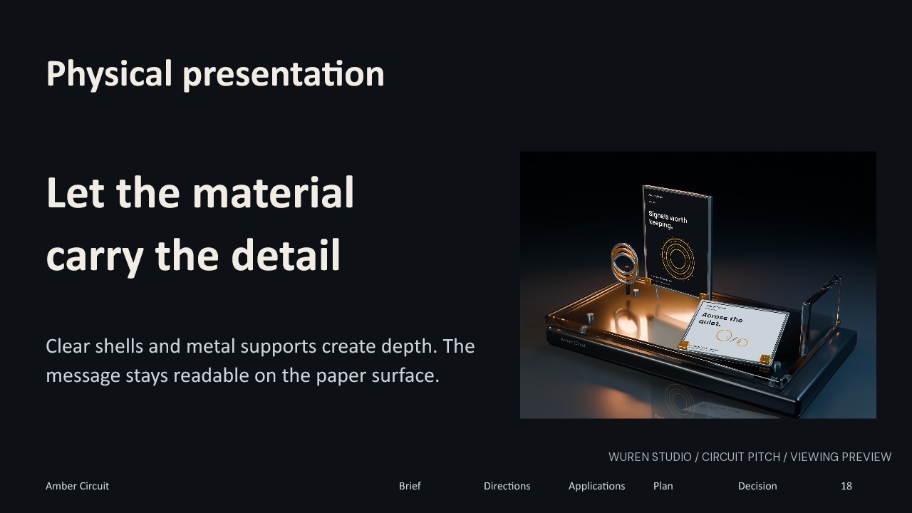 Circuit Pitch Studio — Physical presentation