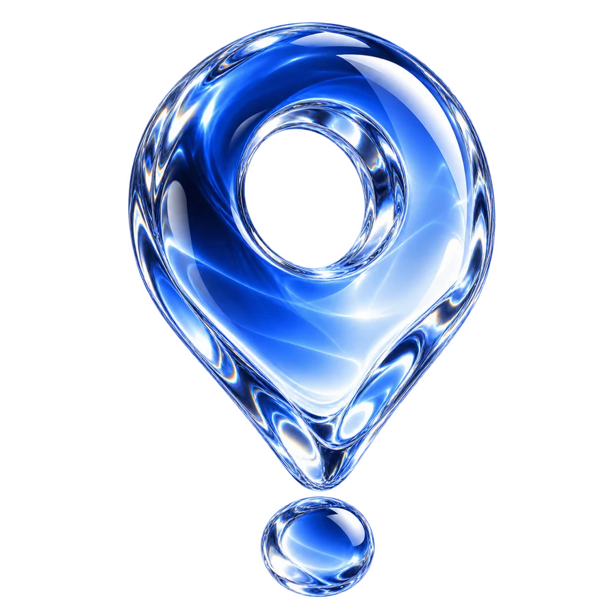 Blue glass map pin icon