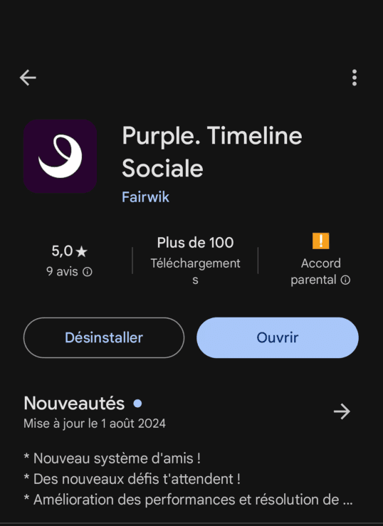 Application Mobile playstore Purple.