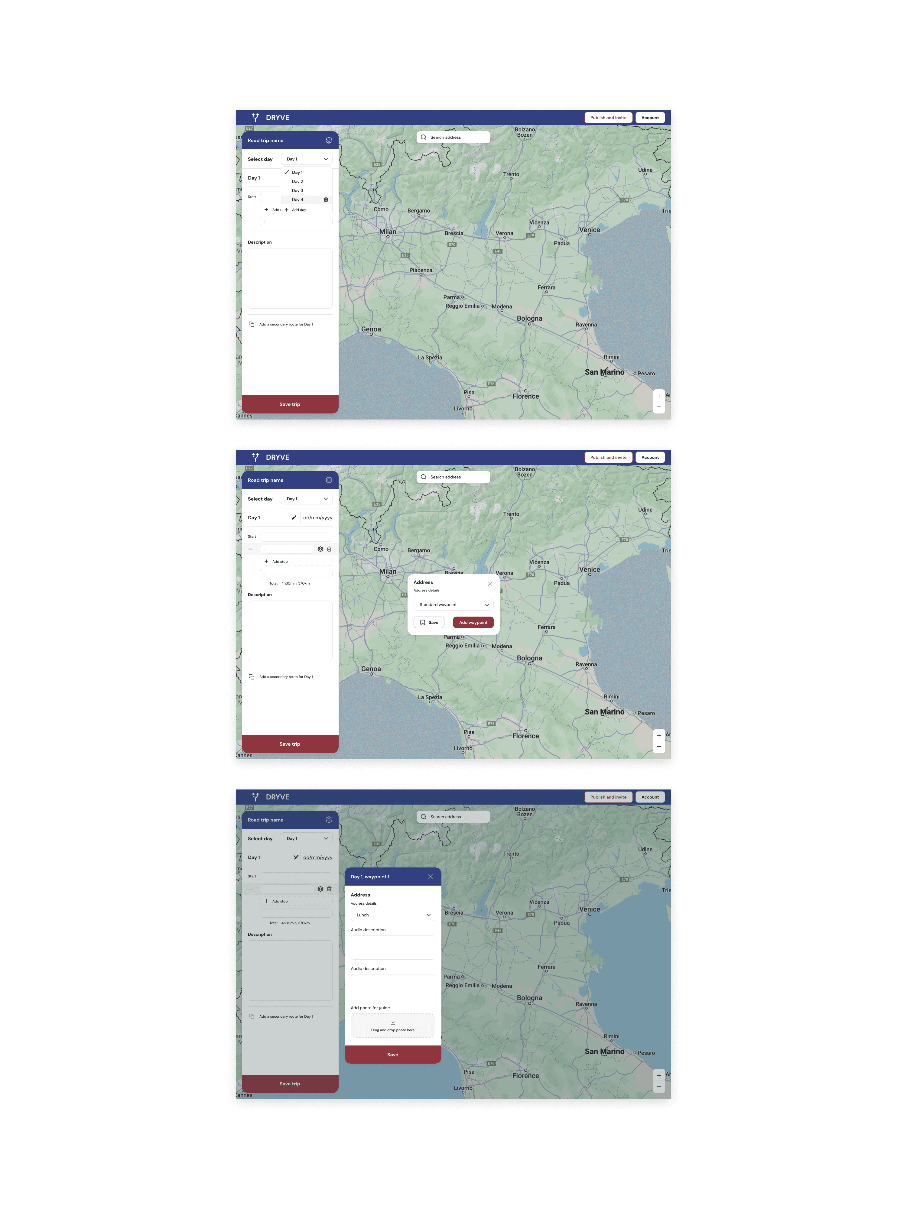 Desktop wireframes