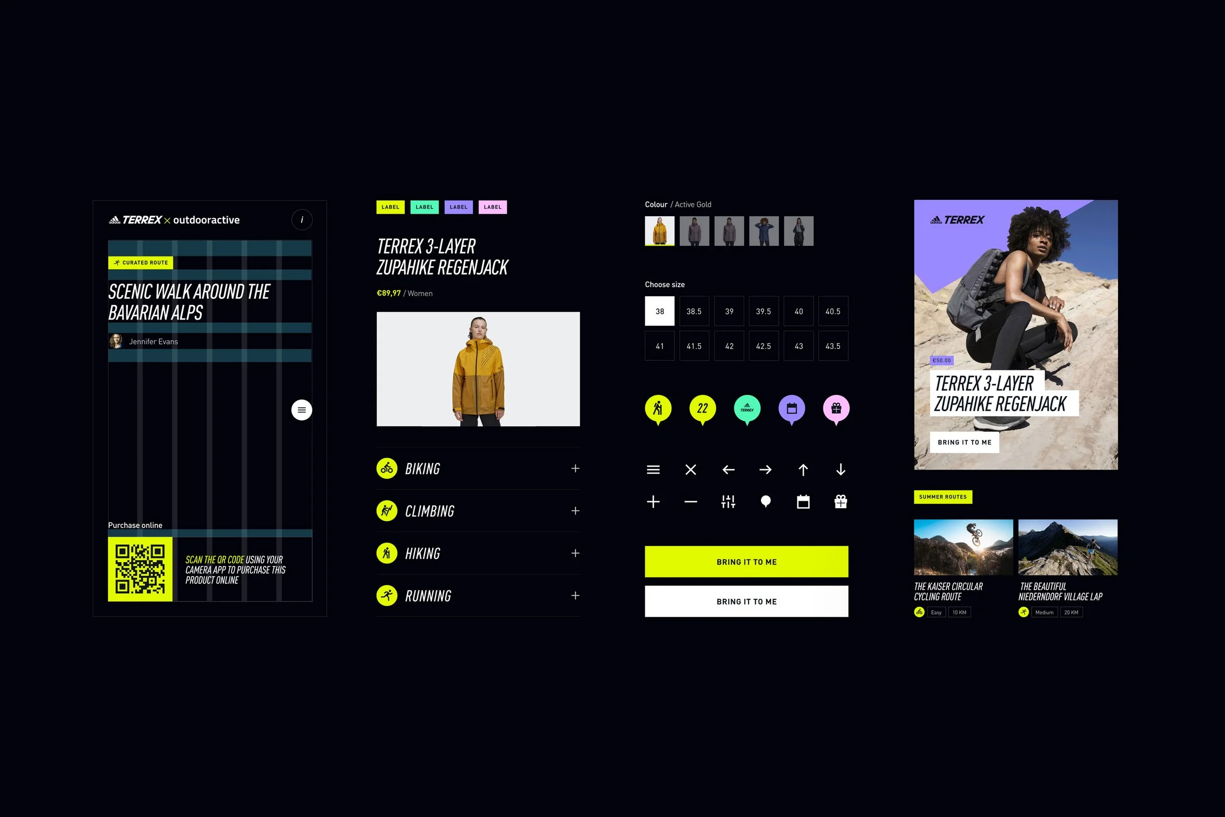 Design system components for adidas TERREX, an outdoor performance brand.
