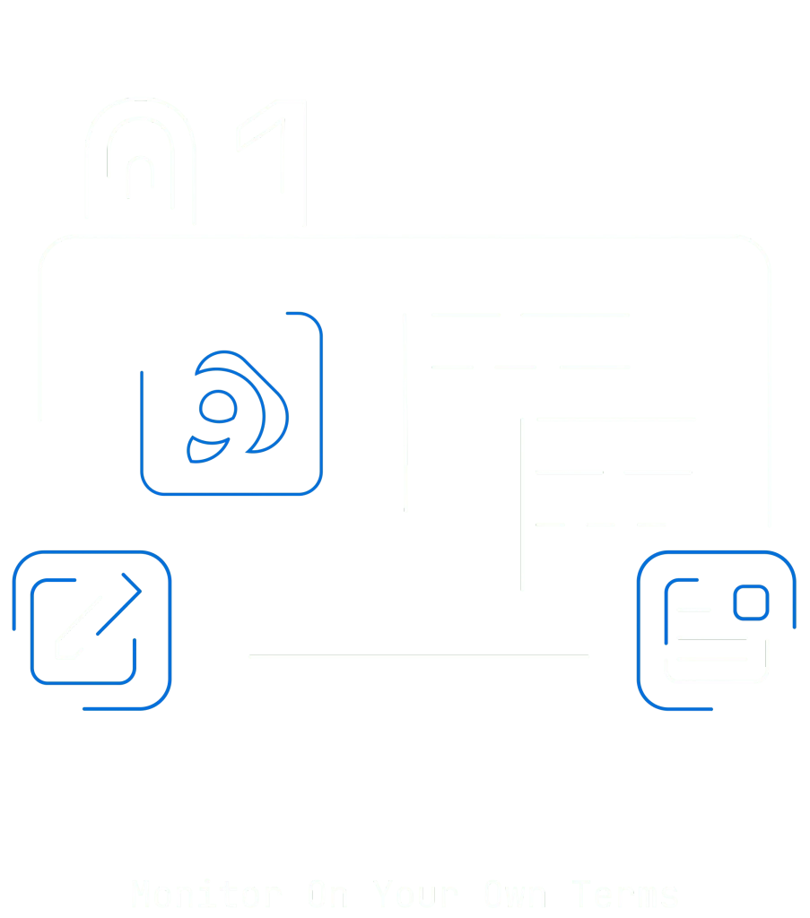 Illustration for features presentation, title "Monitor on you own terms"