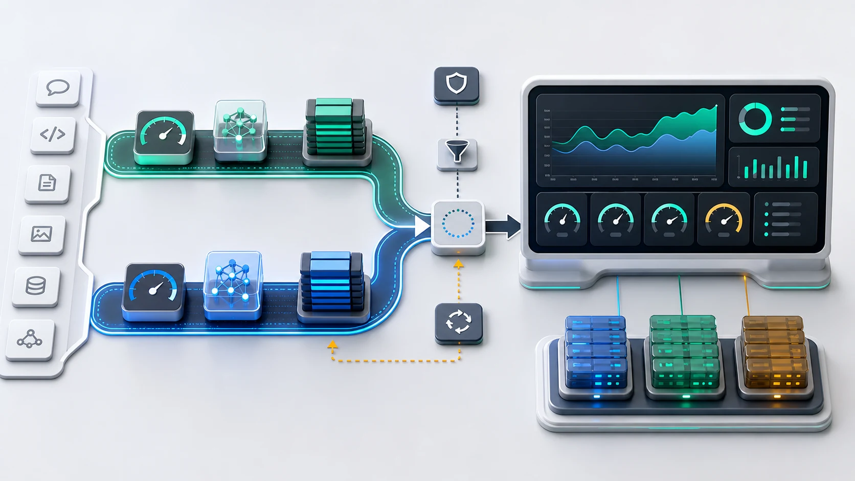 Production routing dashboard with efficient and high-capability model paths plus monitoring