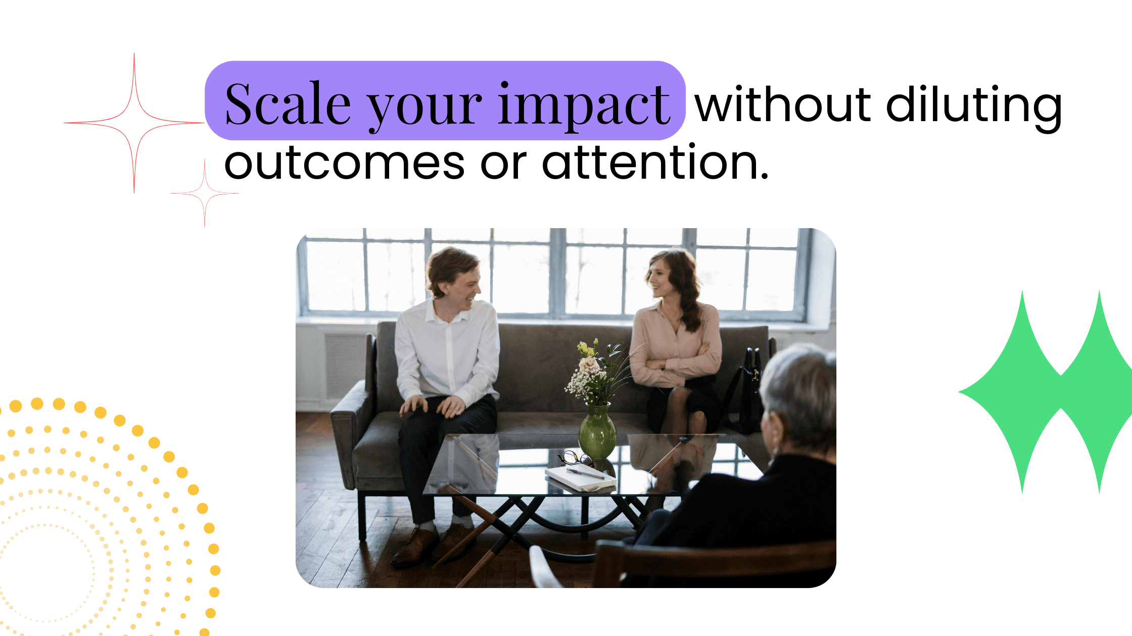 Coach in a small group discussion, illustrating how group coaching helps scale impact without losing attention or outcomes.