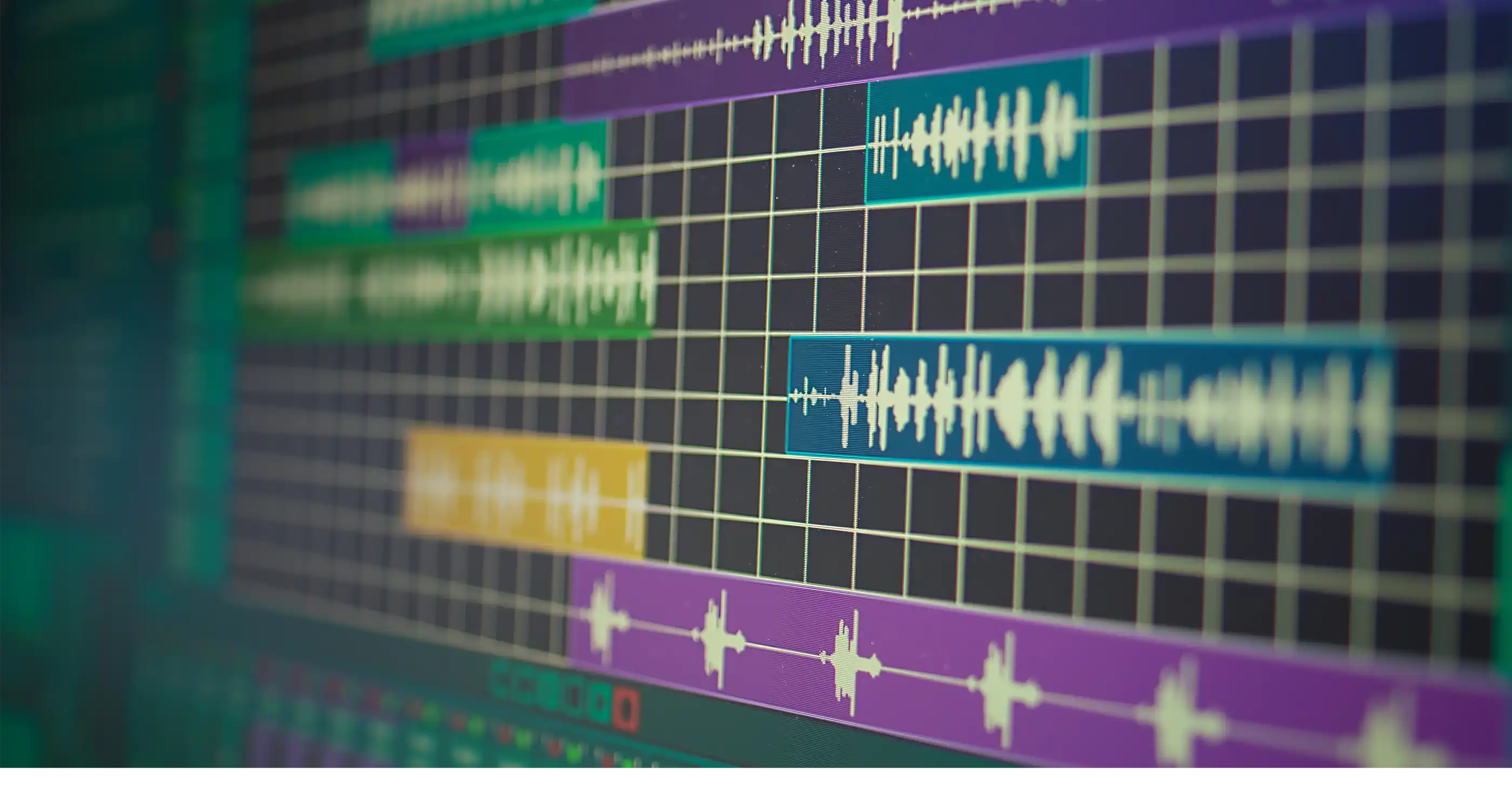 a closeup of a digital audio workstation screen showing several samples and stems