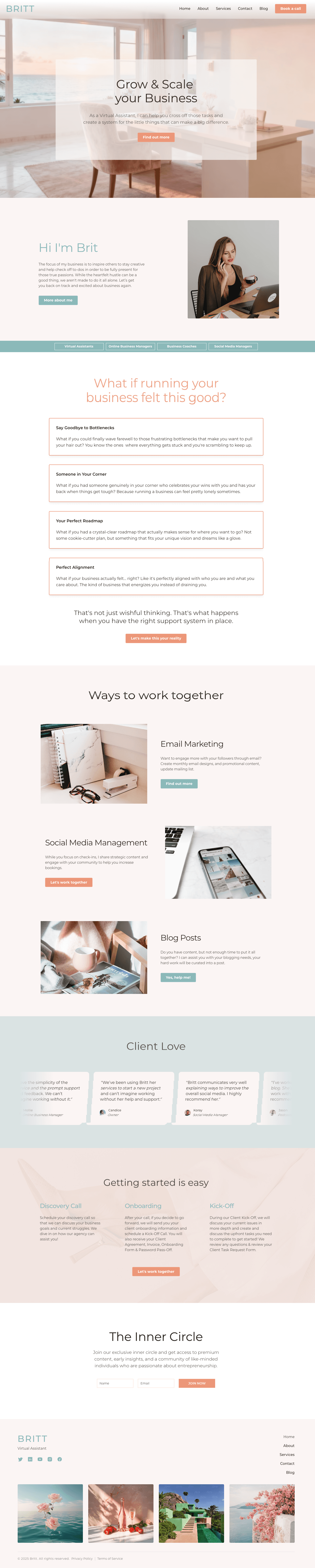 Home page overview of Britt template