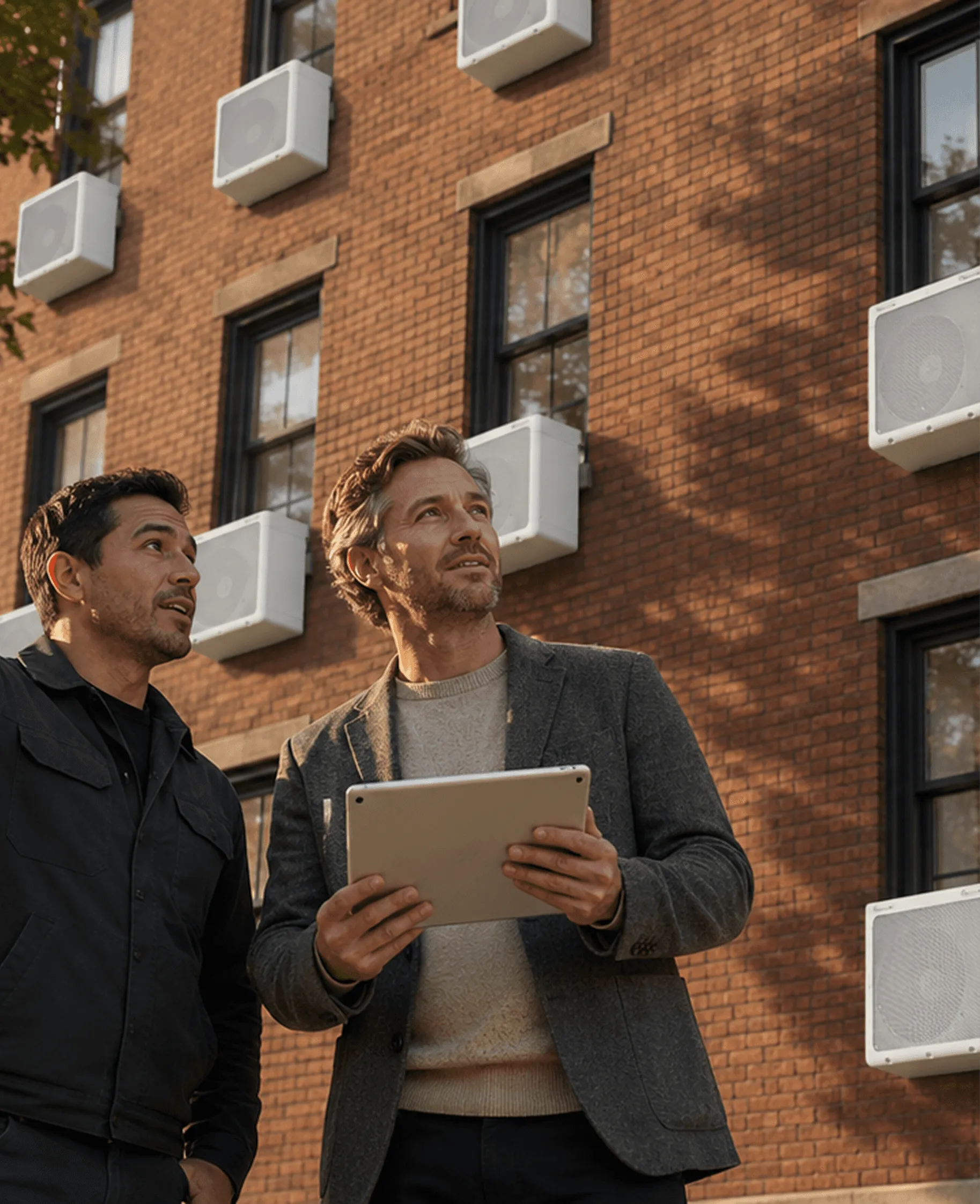 Building managers reviewing Gradient installations