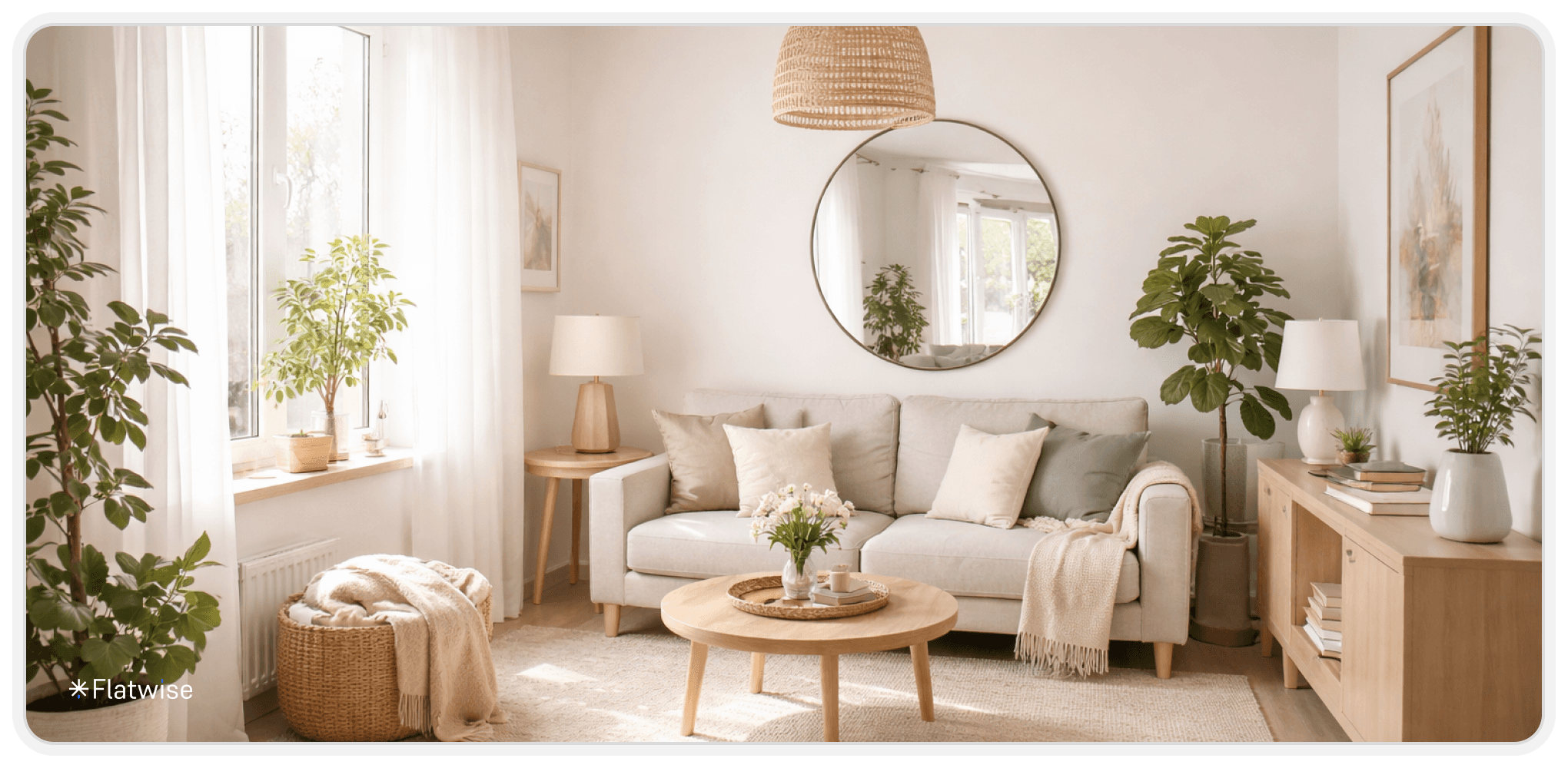 Ein Wohnzimmer mit moderner Eichenholz Möblierung.