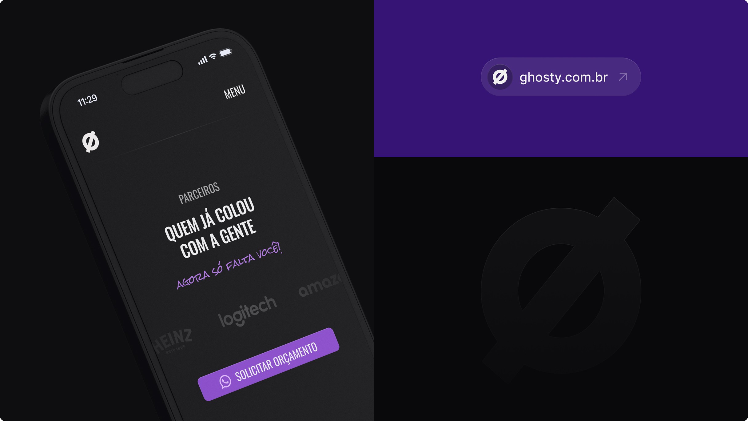 Mockup do site da Ghosty Studio