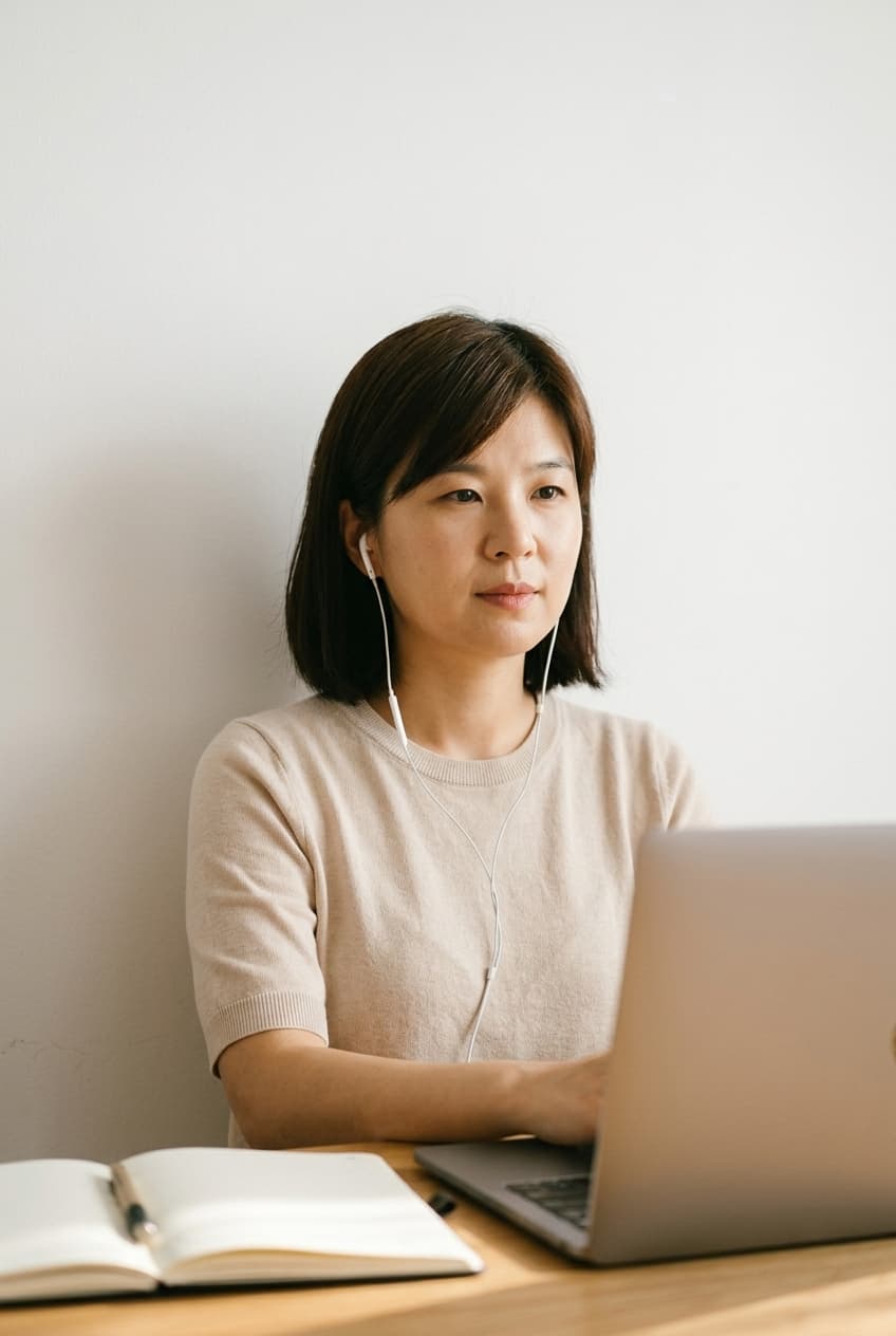 Lin Wang teaching during an online Chinese language lesson