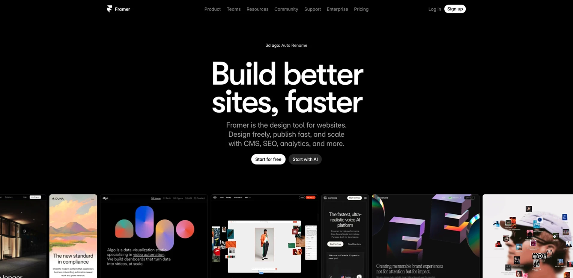 Creation de sites sur Framer.