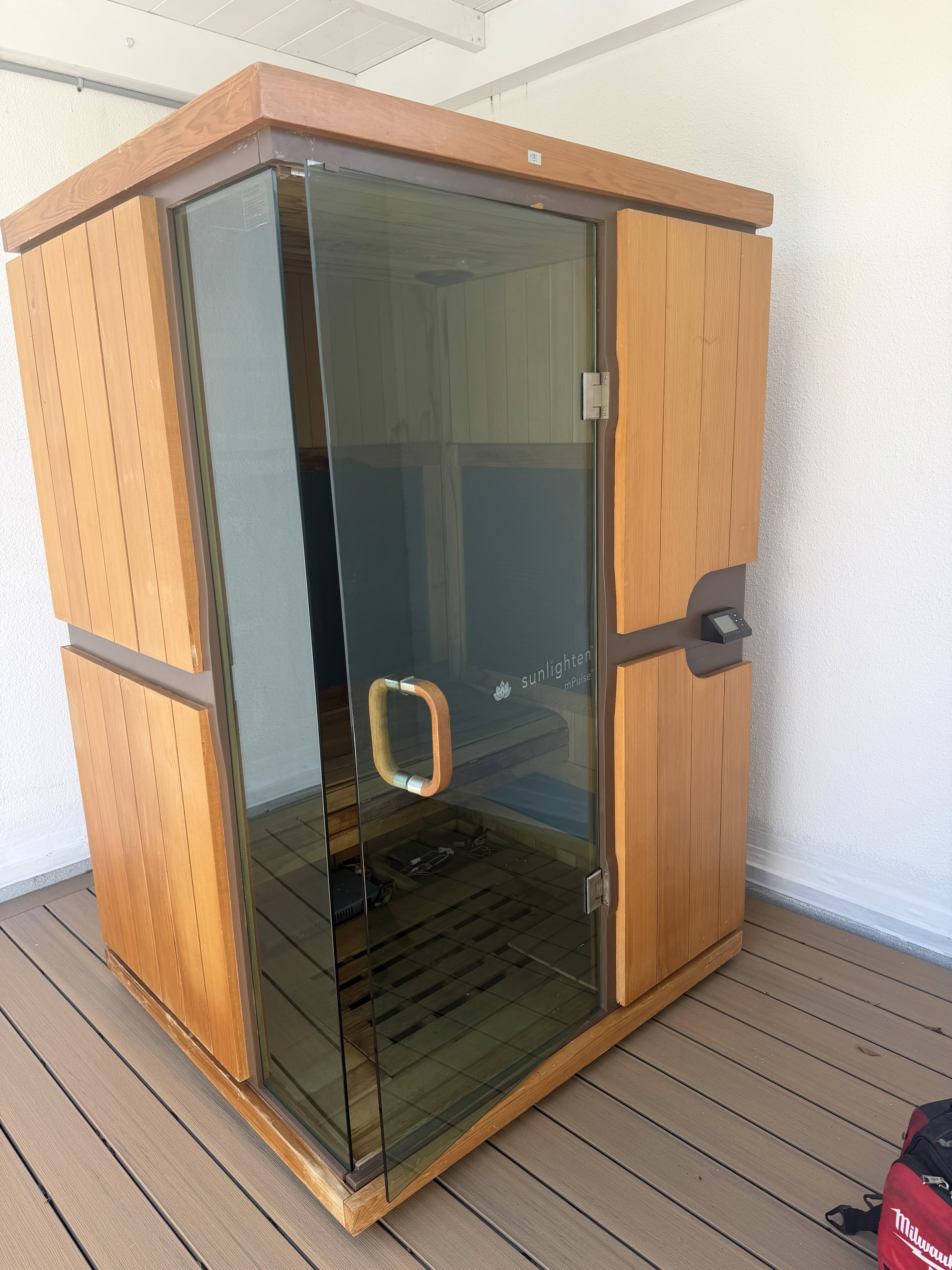 Front view of a Sunlighten mPulse infrared sauna