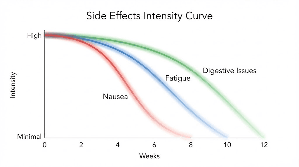 tirzepatide side effects intensity timeline fading over weeks
