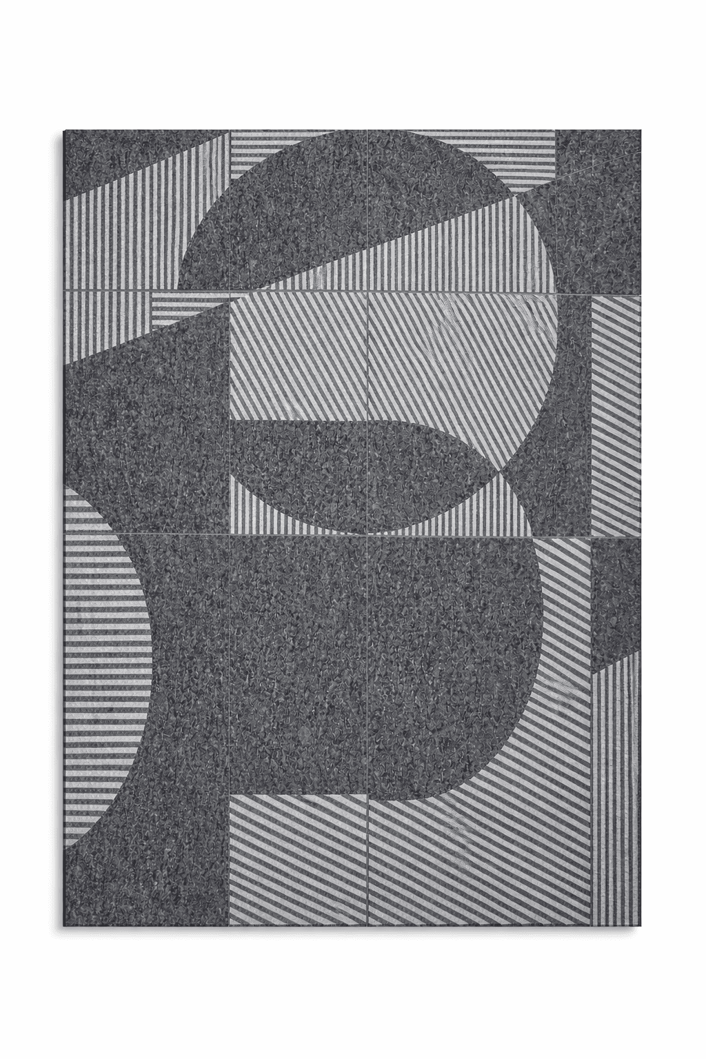 Mordena stone with geometric patterned tile design in grey textured finish
