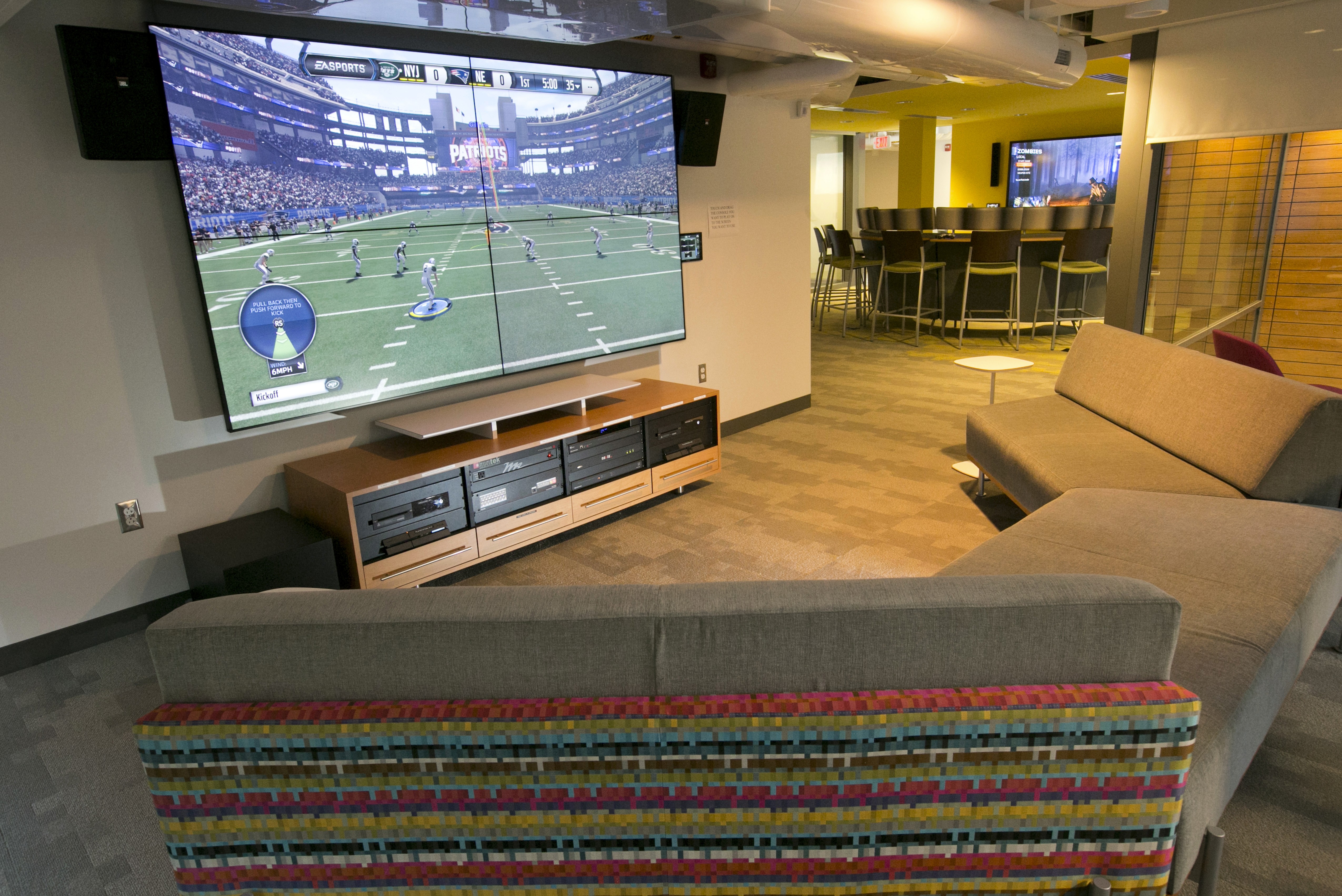 NFL video game on big screen