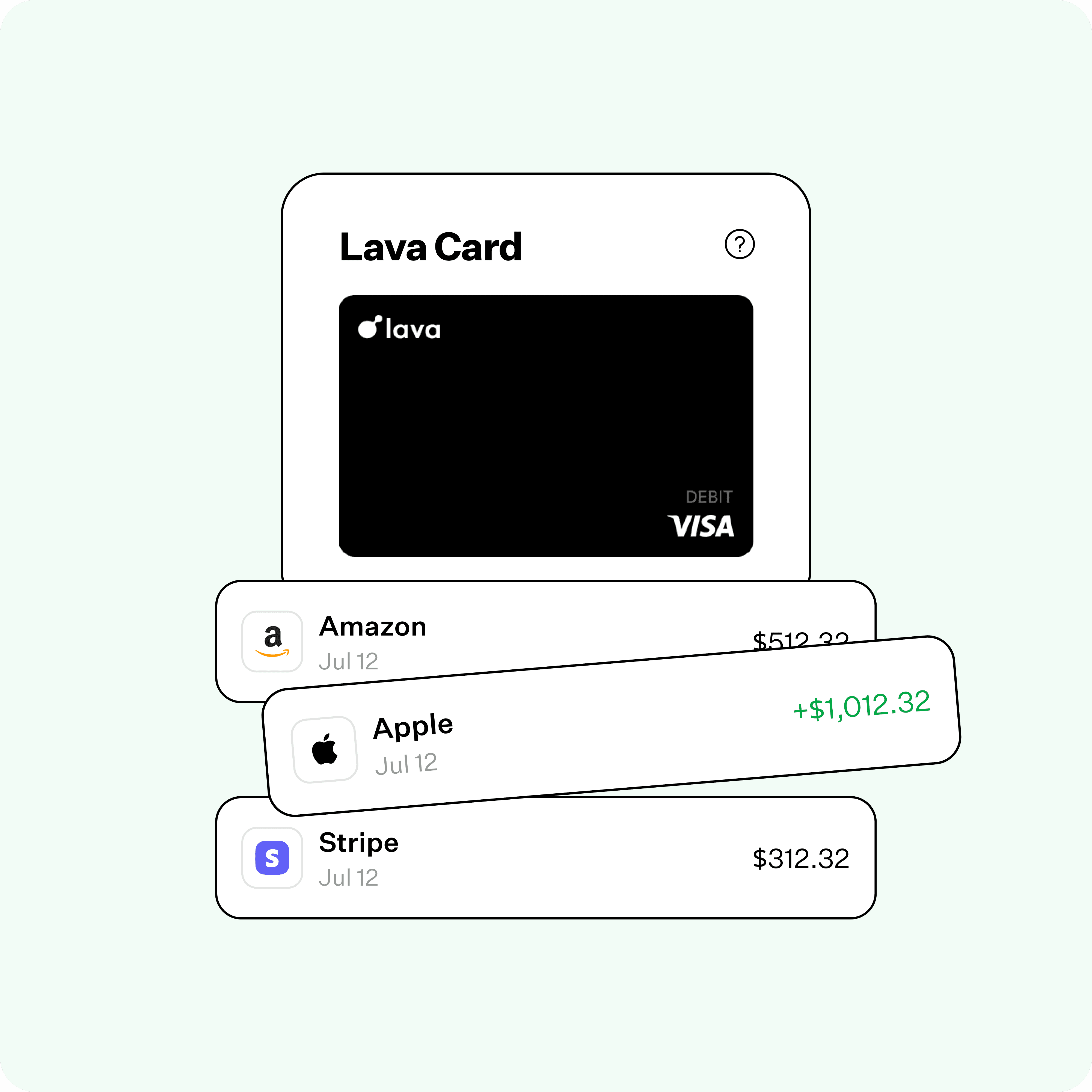 Illustration showing a green card equating to coins and a different card equating to a coin.