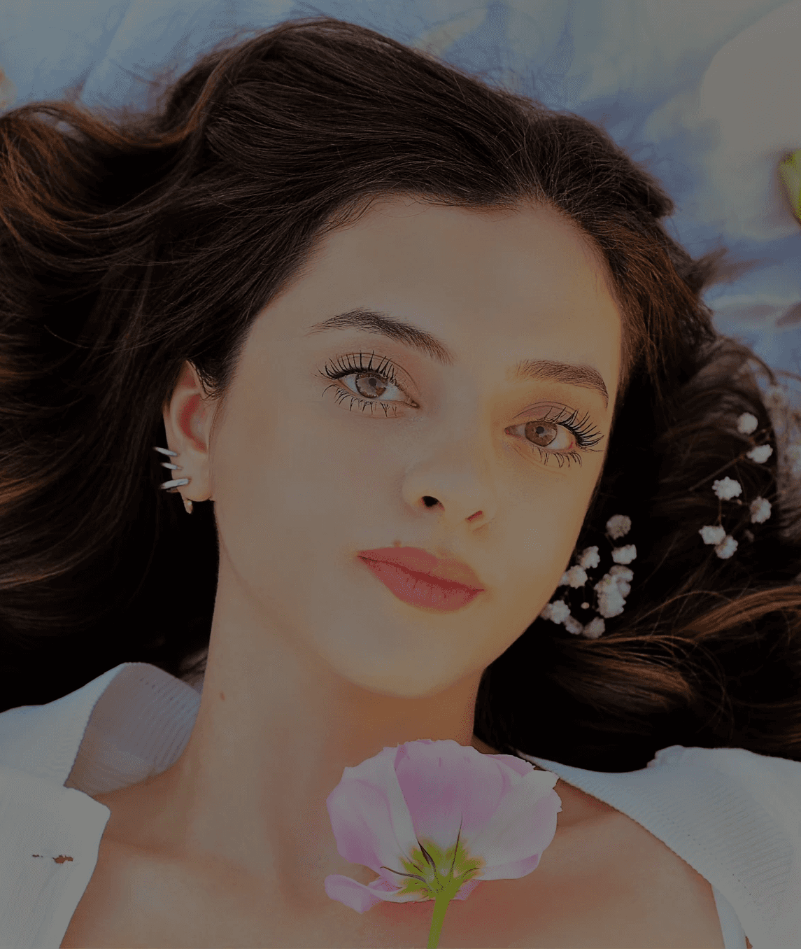 beautiful makup brown hair model