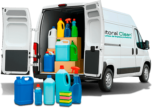 Camioneta de productos de limpieza