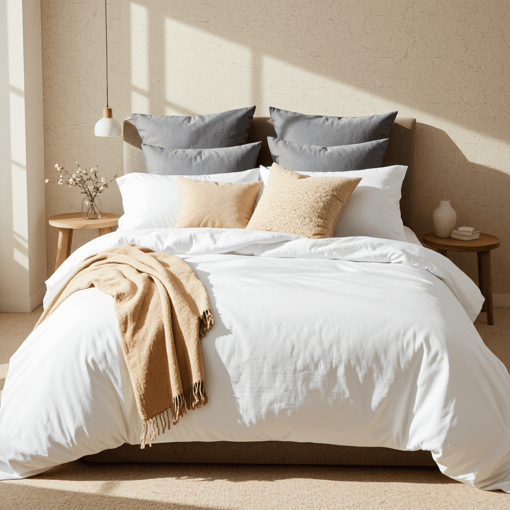 product photography of bedding set