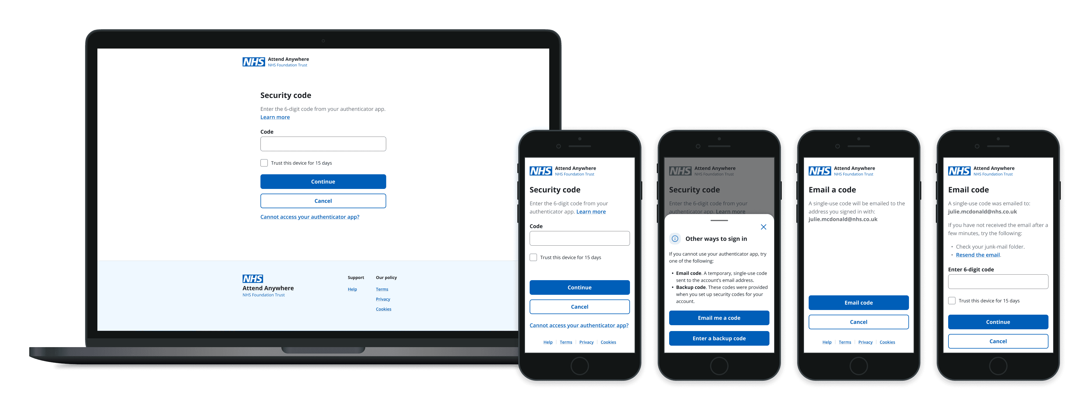 Attend Anywhere security step in the multi-factor authentication model