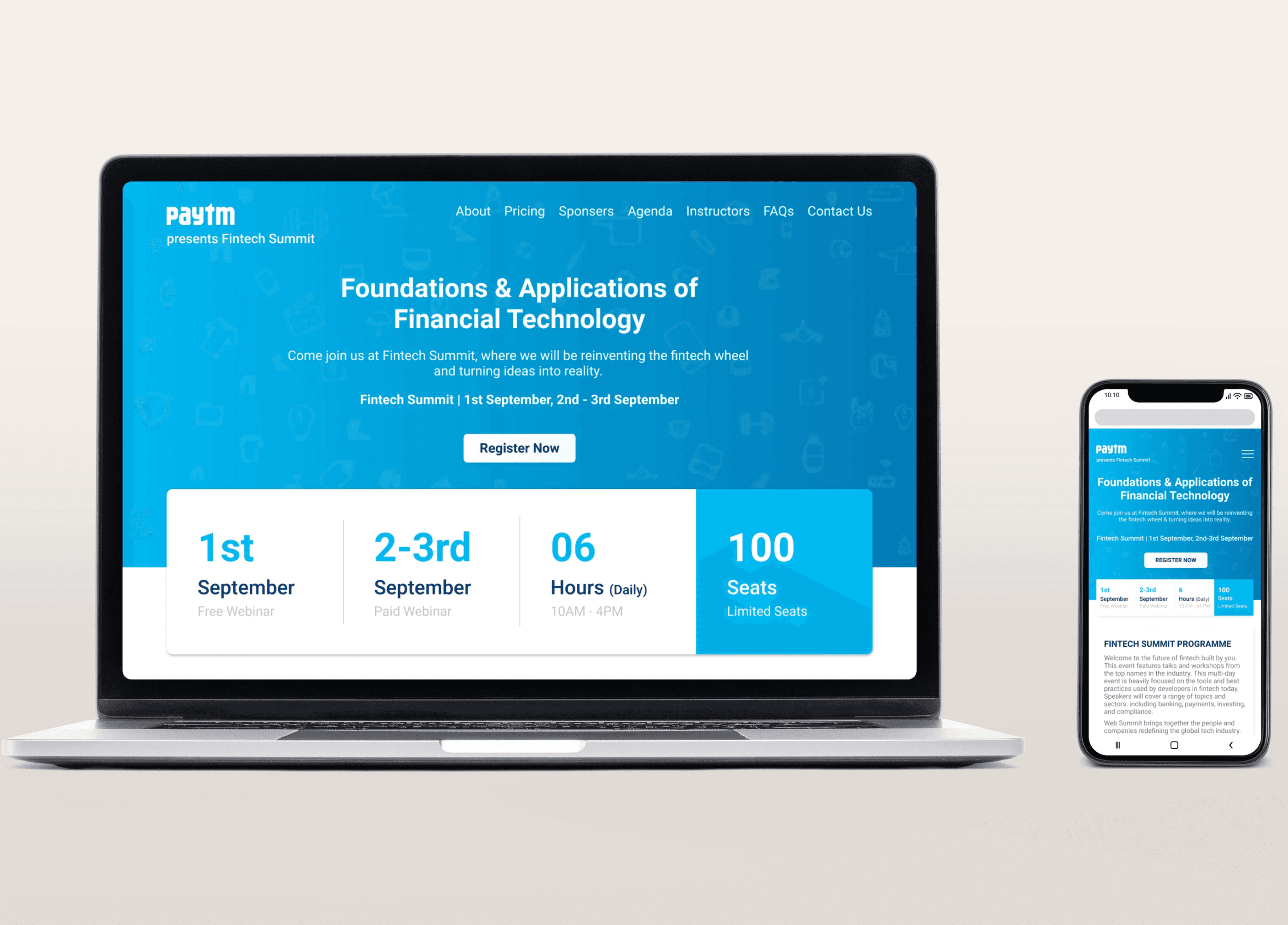 Mockup of landing page on Desktop and Mobile