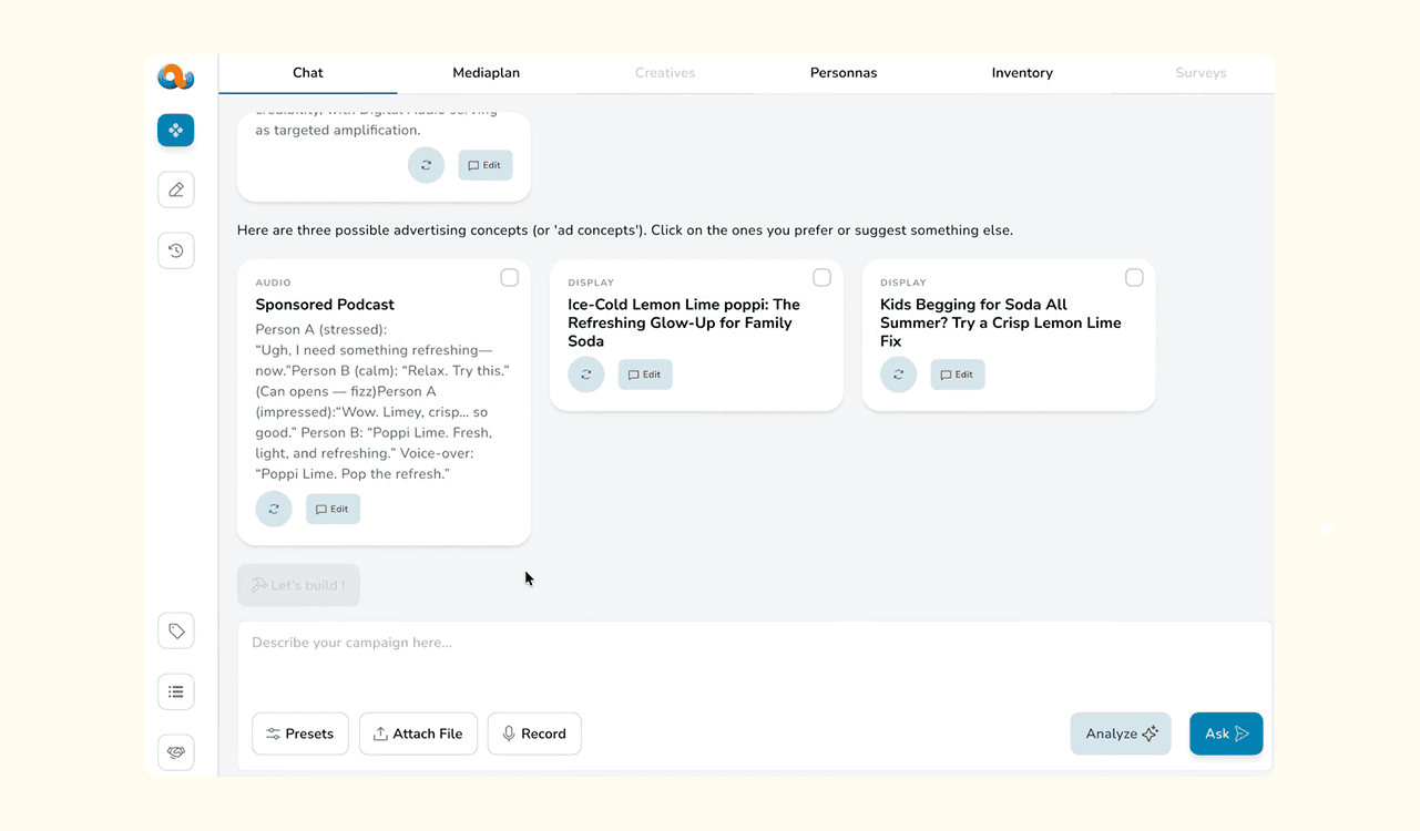 Scrreenshot from Azerion's UI together with the integration