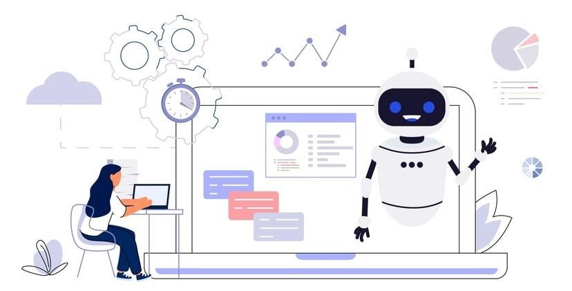 An illustration representing cloud artificial intelligence with abstract cloud shapes and AI elements.