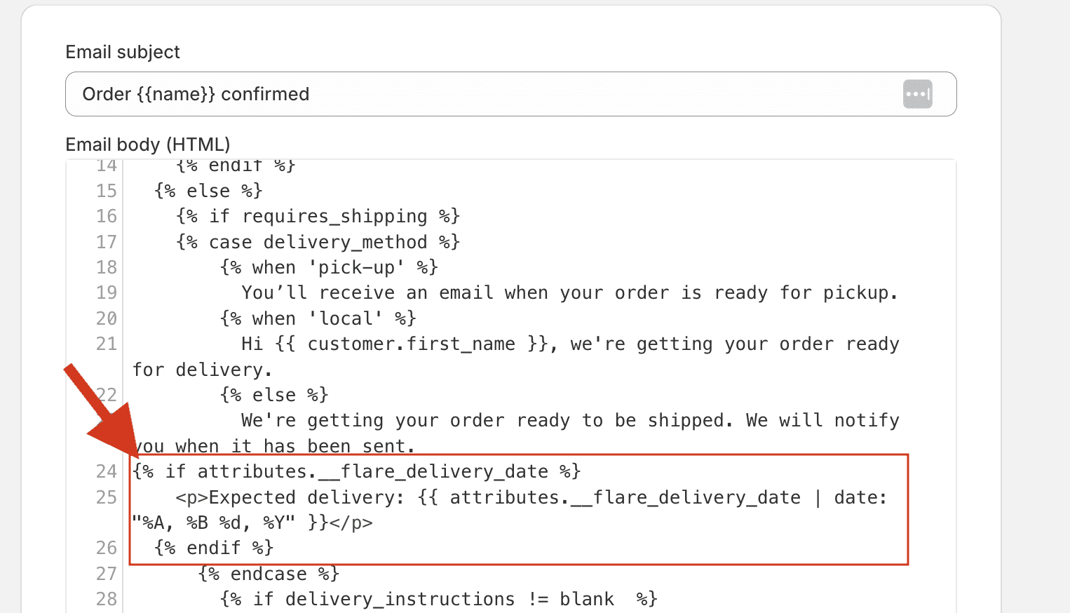 Add Delivery Dates into Shopify Order Confirmation Email