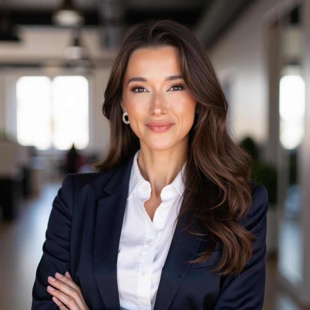 A young person with long, wavy hair sits in front of a plain background, looking directly at the camera.