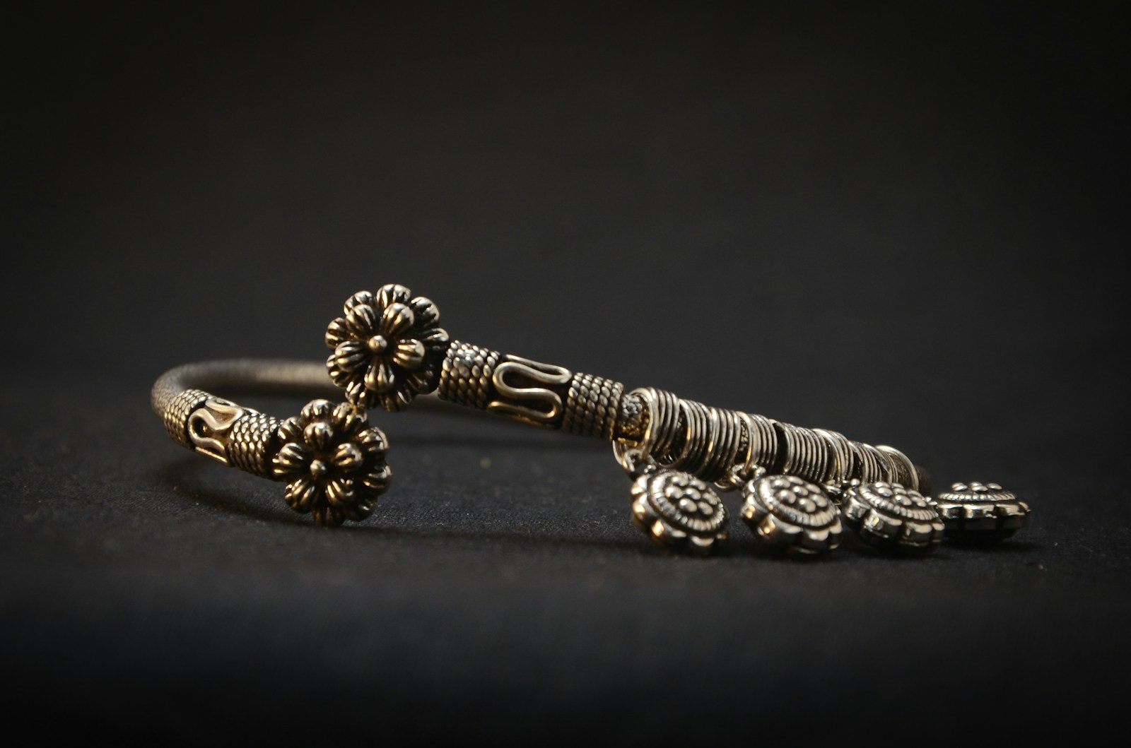 Gold and silver bracelet detail