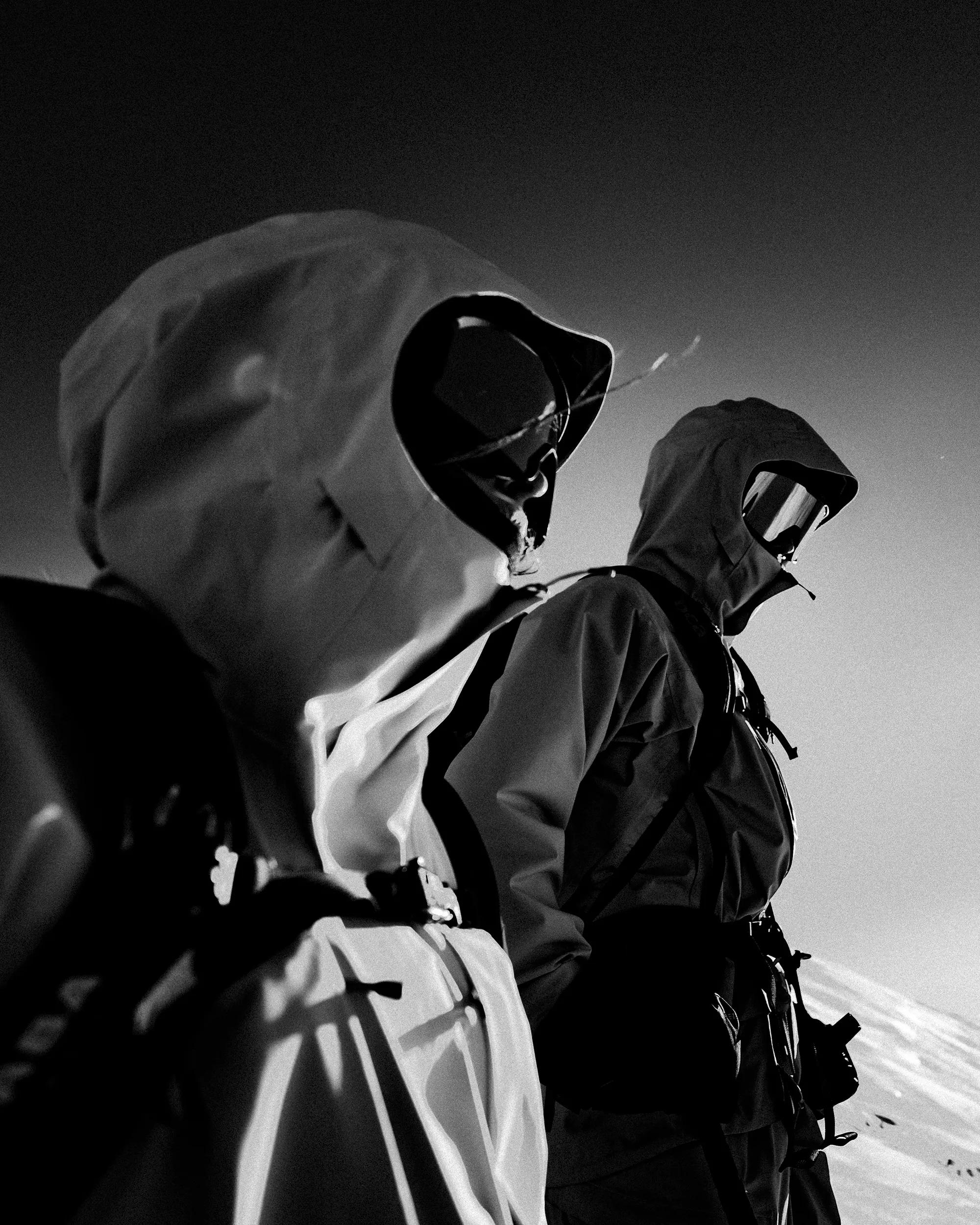 portrait of two skiers.