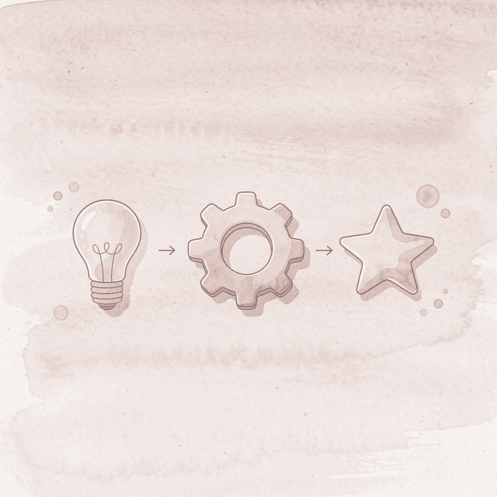 Three icons representing the connected ideas of the Hindu-Arabic number system