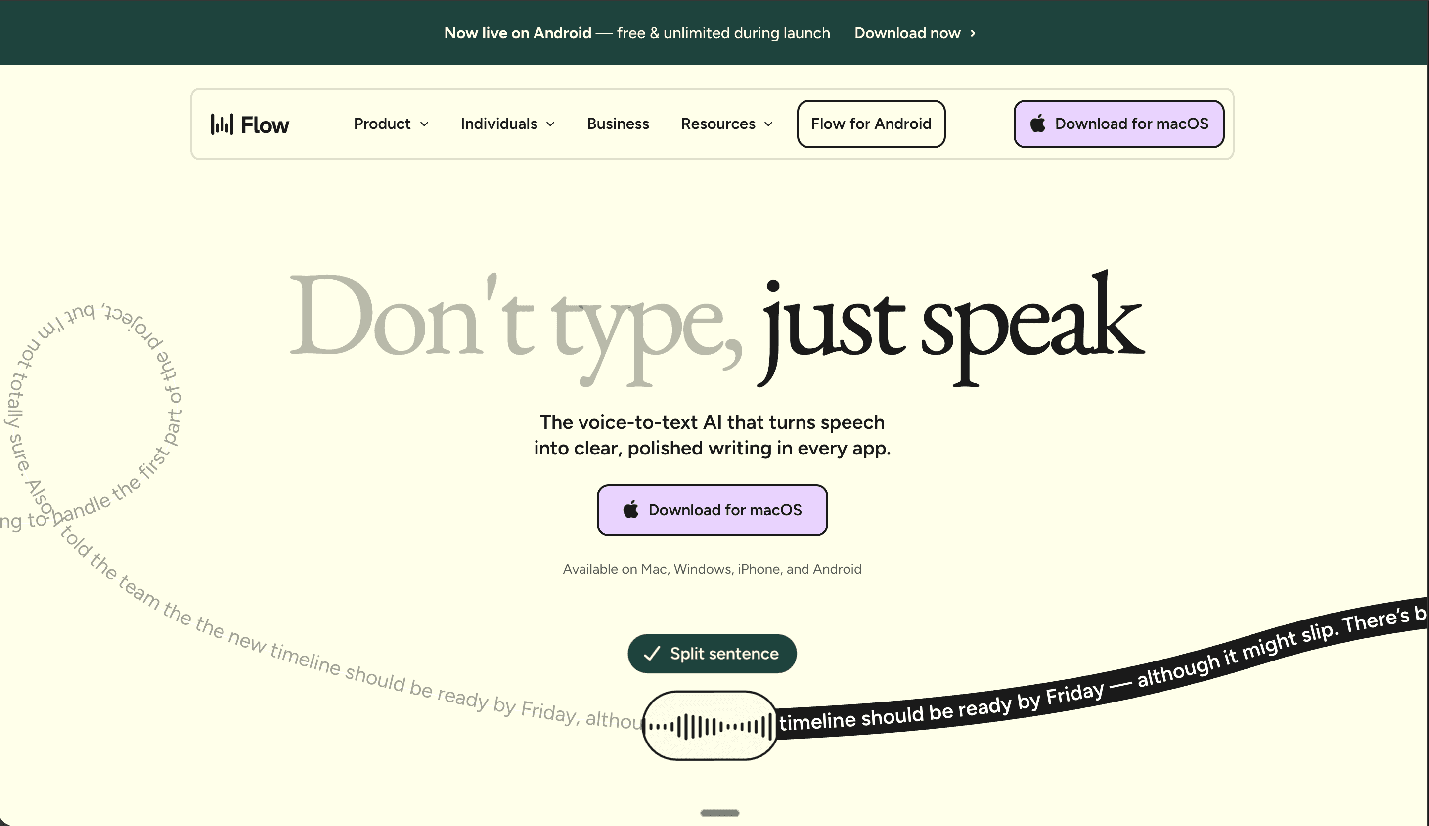 Wispr Flow Hero Section
