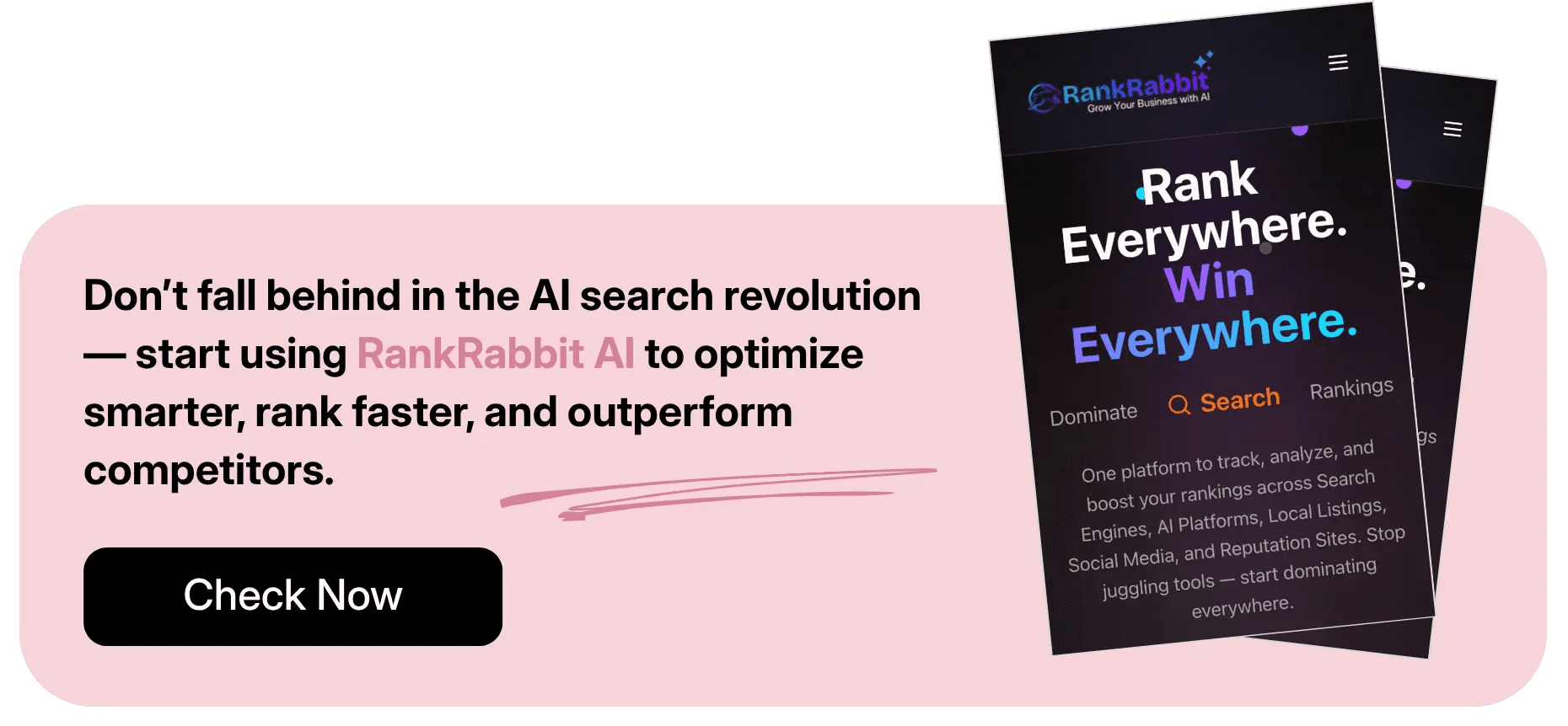 Rank Rabbit AI search optimization CTA.