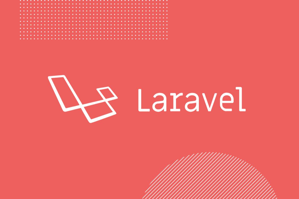 The Laravel logo in white on a coral background